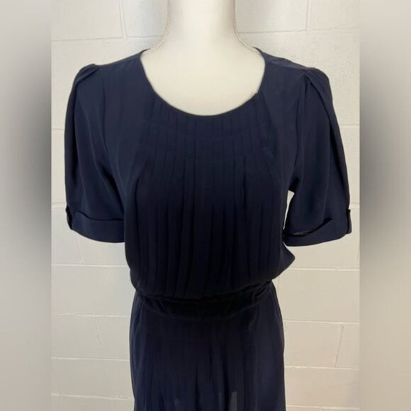 BALENCIAGA SILK Blue Dress With Pleating Size EU 38 - Picture 9 of 15